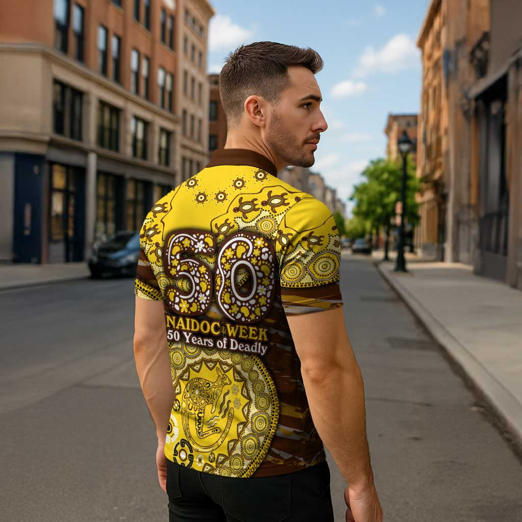 Hawthorn Hawks NAIDOC Week 2026 Zipper Polo Shirt Australian Aboriginal Dot Art Dreamtime Pattern Style