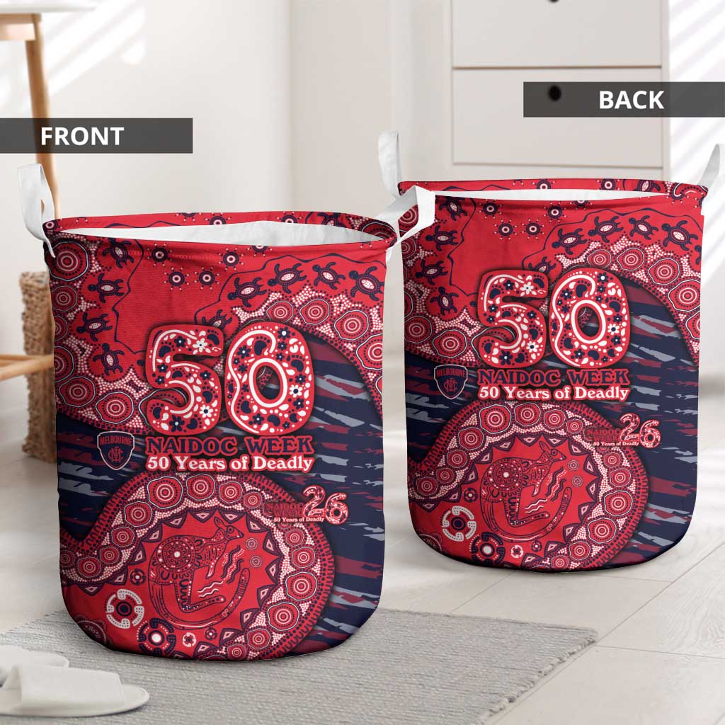Melbourne Demons NAIDOC Week 2026 Laundry Basket Australian Aboriginal Dot Art Dreamtime Pattern Style
