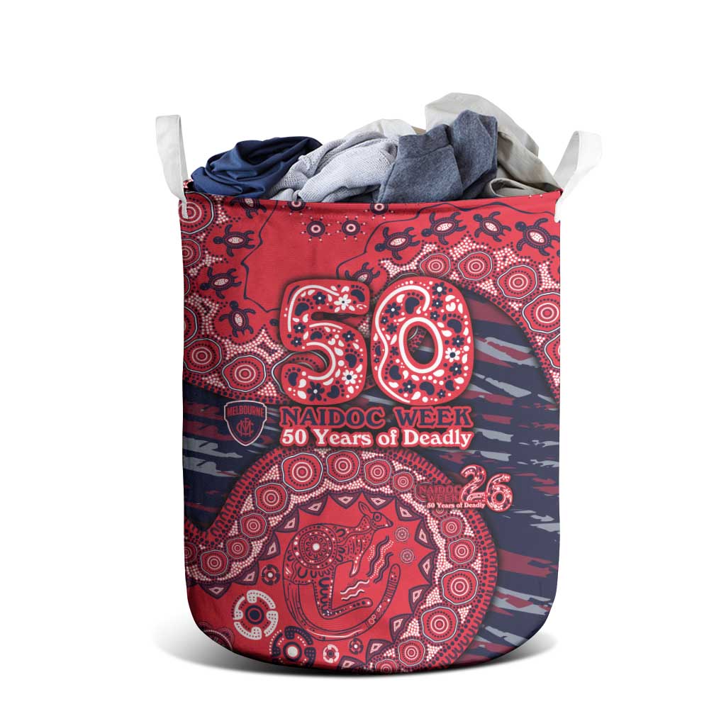 Melbourne Demons NAIDOC Week 2026 Laundry Basket Australian Aboriginal Dot Art Dreamtime Pattern Style