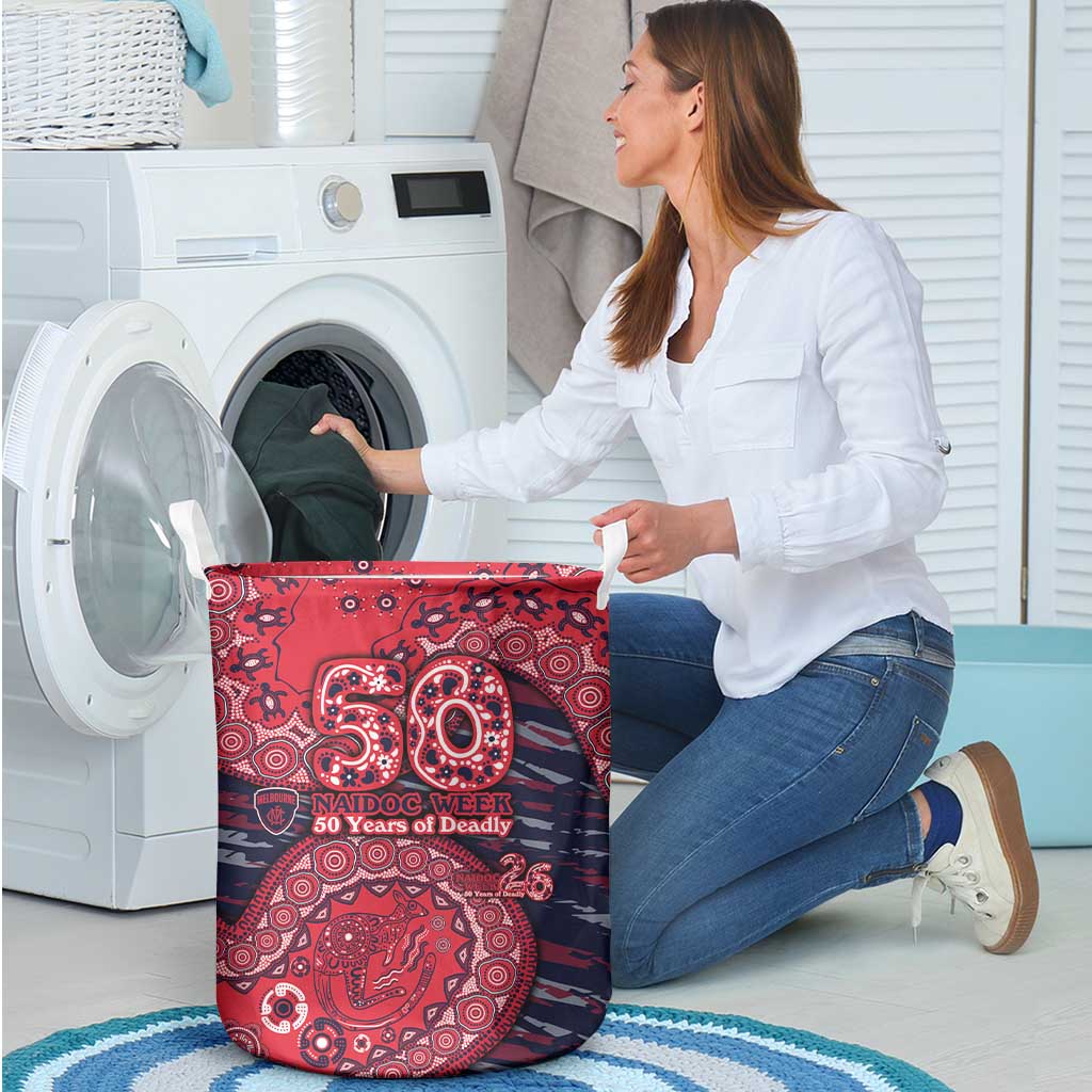 Melbourne Demons NAIDOC Week 2026 Laundry Basket Australian Aboriginal Dot Art Dreamtime Pattern Style