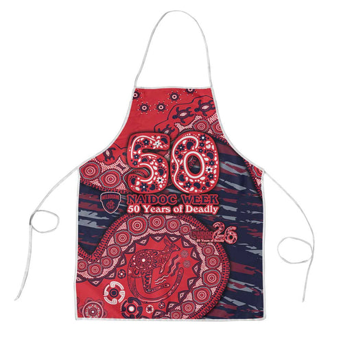 Melbourne Demons NAIDOC Week 2026 Apron Australian Aboriginal Dot Art Dreamtime Pattern Style