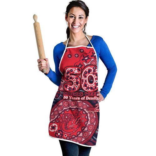 Melbourne Demons NAIDOC Week 2026 Apron Australian Aboriginal Dot Art Dreamtime Pattern Style