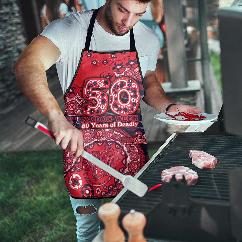 Melbourne Demons NAIDOC Week 2026 Apron Australian Aboriginal Dot Art Dreamtime Pattern Style