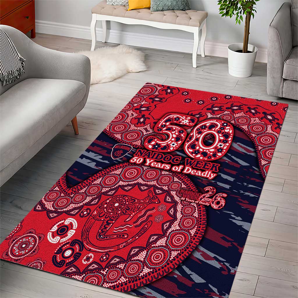 Melbourne Demons NAIDOC Week 2026 Area Rug Australian Aboriginal Dot Art Dreamtime Pattern Style