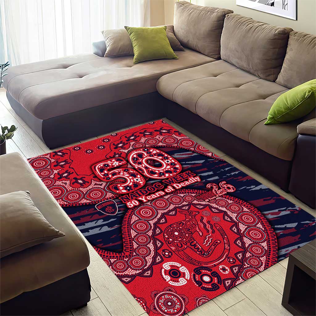 Melbourne Demons NAIDOC Week 2026 Area Rug Australian Aboriginal Dot Art Dreamtime Pattern Style