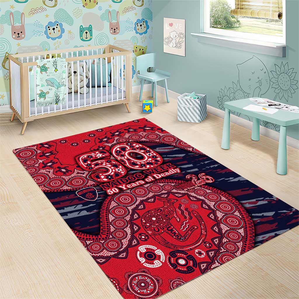 Melbourne Demons NAIDOC Week 2026 Area Rug Australian Aboriginal Dot Art Dreamtime Pattern Style