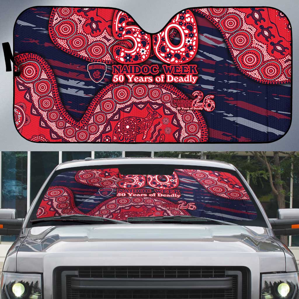 Melbourne Demons NAIDOC Week 2026 Auto Sun Shade Australian Aboriginal Dot Art Dreamtime Pattern Style