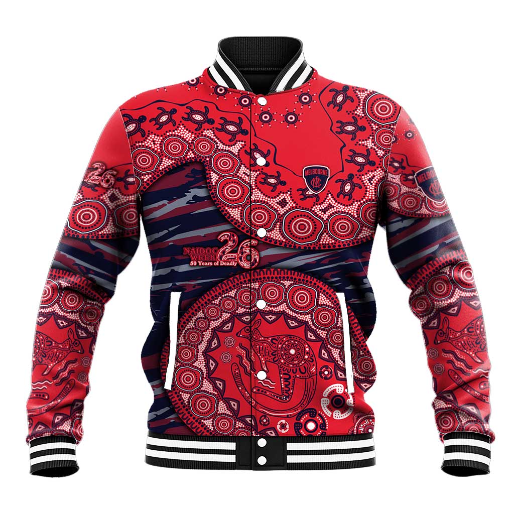 Melbourne Demons NAIDOC Week 2026 Baseball Jacket Australian Aboriginal Dot Art Dreamtime Pattern Style