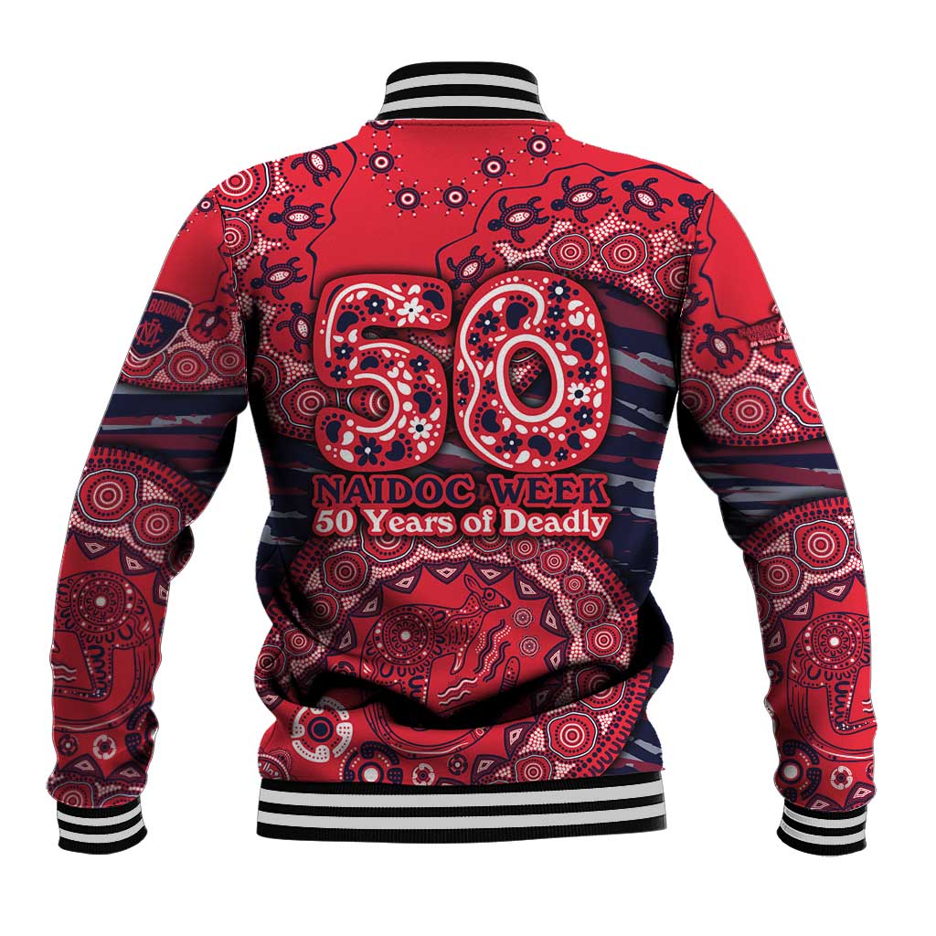 Melbourne Demons NAIDOC Week 2026 Baseball Jacket Australian Aboriginal Dot Art Dreamtime Pattern Style