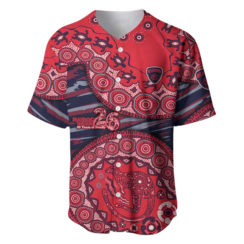 Melbourne Demons NAIDOC Week 2026 Baseball Jersey Australian Aboriginal Dot Art Dreamtime Pattern Style