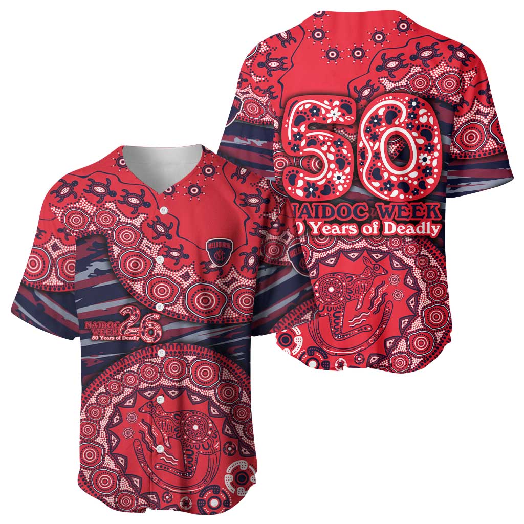 Melbourne Demons NAIDOC Week 2026 Baseball Jersey Australian Aboriginal Dot Art Dreamtime Pattern Style