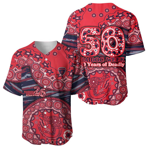 Melbourne Demons NAIDOC Week 2026 Baseball Jersey Australian Aboriginal Dot Art Dreamtime Pattern Style
