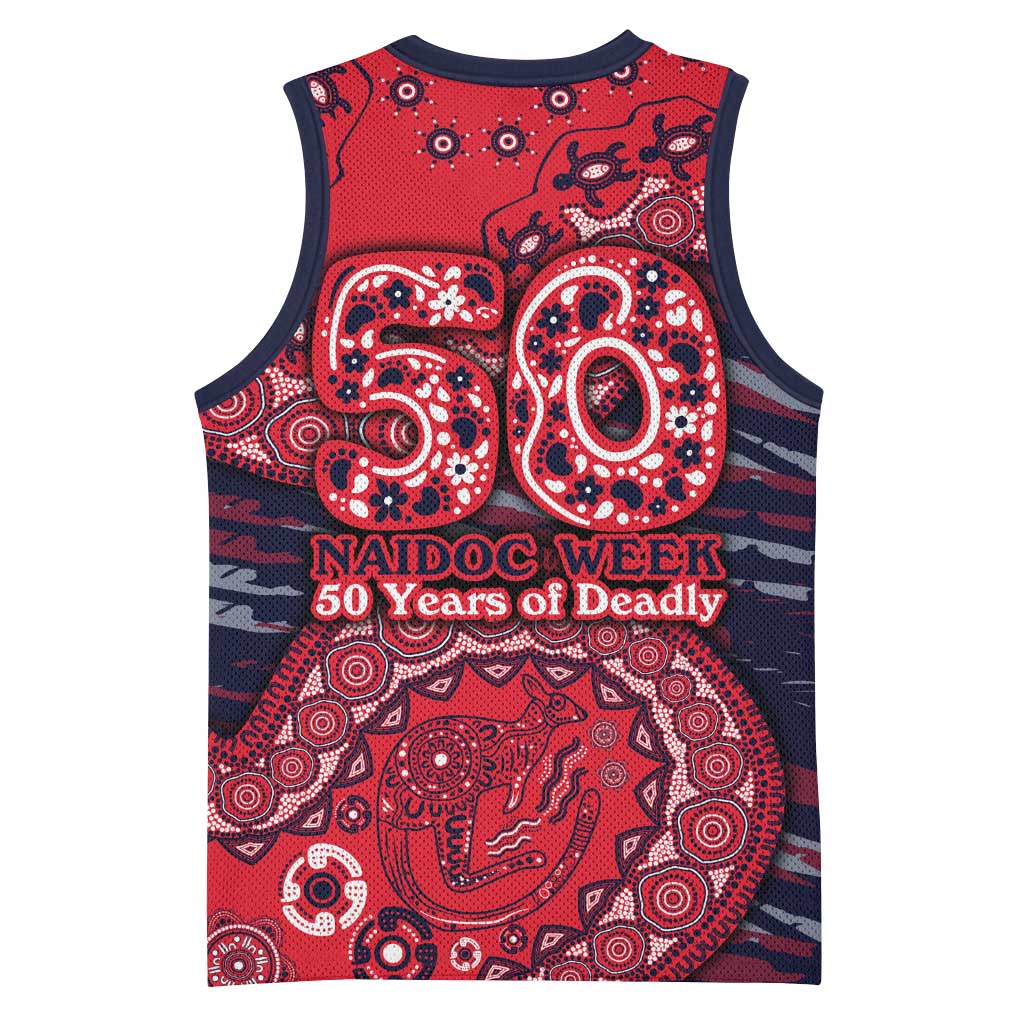 Melbourne Demons NAIDOC Week 2026 Basketball Jersey Australian Aboriginal Dot Art Dreamtime Pattern Style