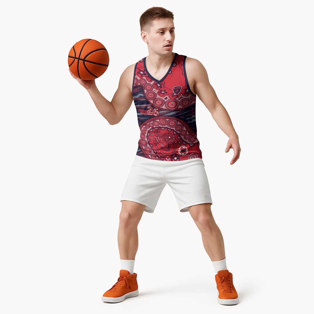 Melbourne Demons NAIDOC Week 2026 Basketball Jersey Australian Aboriginal Dot Art Dreamtime Pattern Style