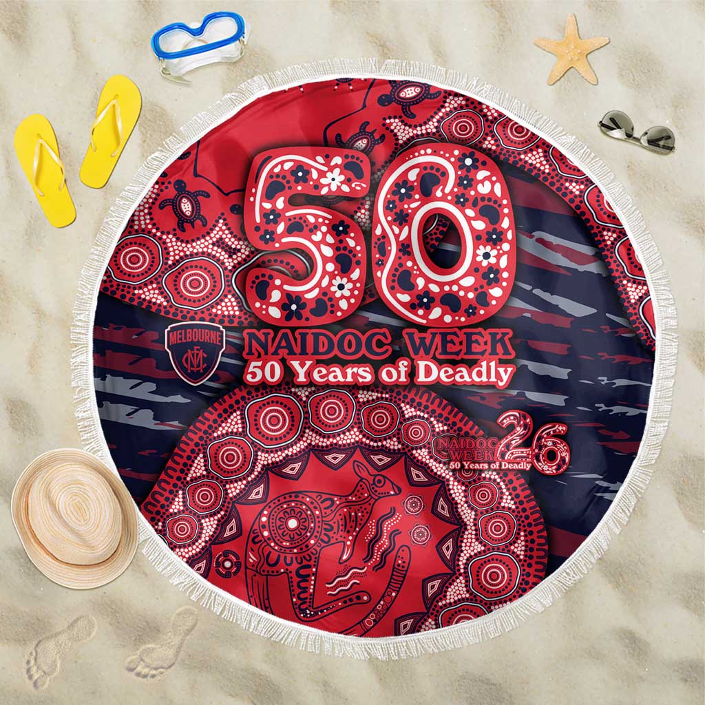 Melbourne Demons NAIDOC Week 2026 Beach Blanket Australian Aboriginal Dot Art Dreamtime Pattern Style