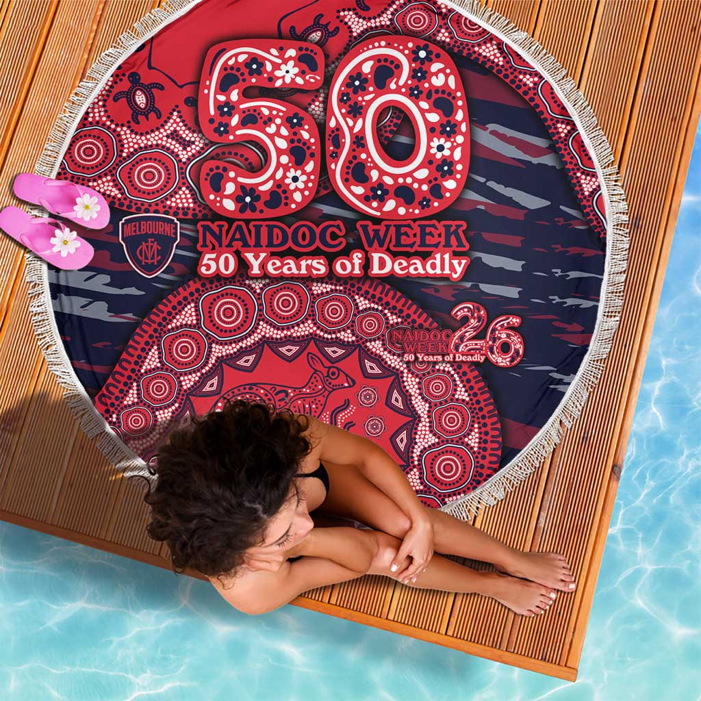Melbourne Demons NAIDOC Week 2026 Beach Blanket Australian Aboriginal Dot Art Dreamtime Pattern Style