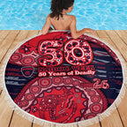 Melbourne Demons NAIDOC Week 2026 Beach Blanket Australian Aboriginal Dot Art Dreamtime Pattern Style