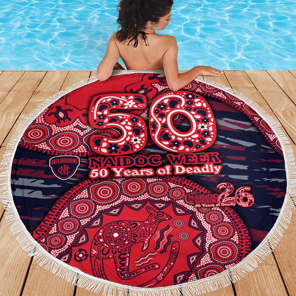 Melbourne Demons NAIDOC Week 2026 Beach Blanket Australian Aboriginal Dot Art Dreamtime Pattern Style