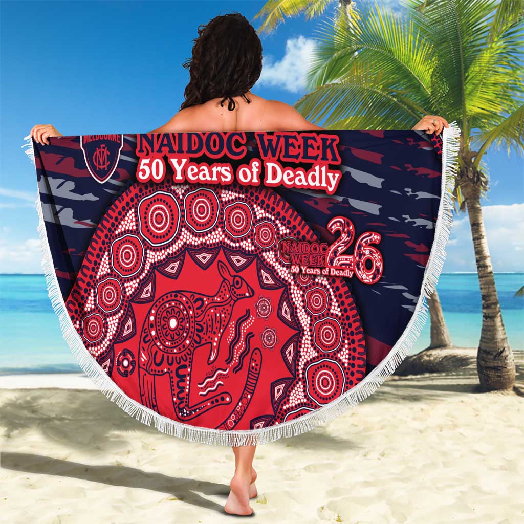 Melbourne Demons NAIDOC Week 2026 Beach Blanket Australian Aboriginal Dot Art Dreamtime Pattern Style