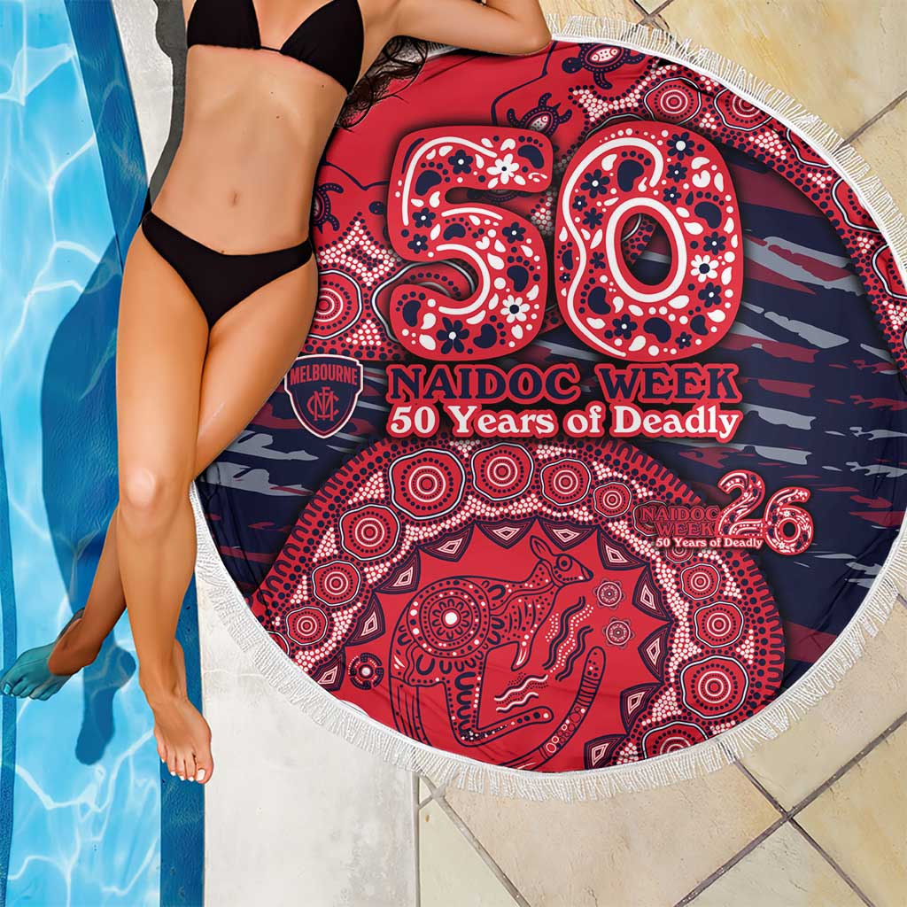 Melbourne Demons NAIDOC Week 2026 Beach Blanket Australian Aboriginal Dot Art Dreamtime Pattern Style