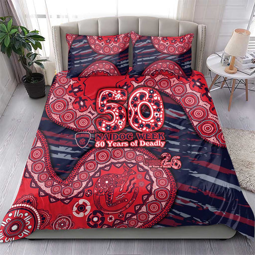 Melbourne Demons NAIDOC Week 2026 Bedding Set Australian Aboriginal Dot Art Dreamtime Pattern Style