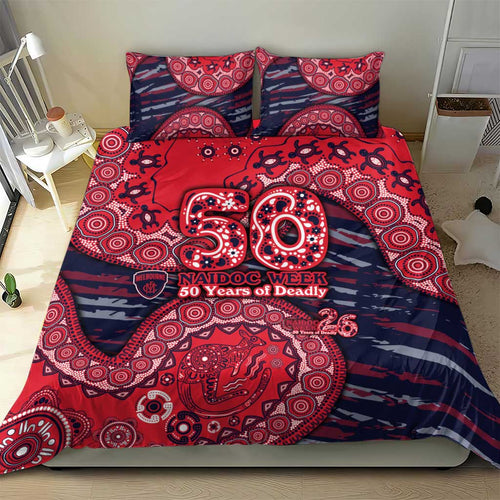 Melbourne Demons NAIDOC Week 2026 Bedding Set Australian Aboriginal Dot Art Dreamtime Pattern Style