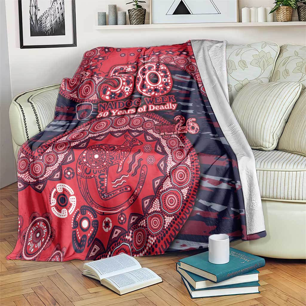 Melbourne Demons NAIDOC Week 2026 Blanket Australian Aboriginal Dot Art Dreamtime Pattern Style