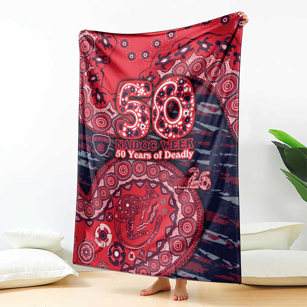 Melbourne Demons NAIDOC Week 2026 Blanket Australian Aboriginal Dot Art Dreamtime Pattern Style