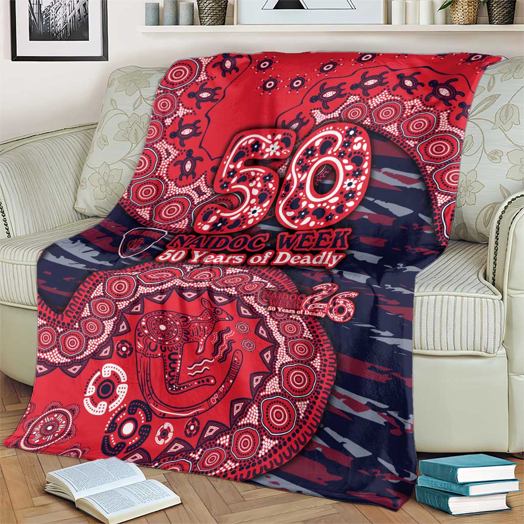 Melbourne Demons NAIDOC Week 2026 Blanket Australian Aboriginal Dot Art Dreamtime Pattern Style
