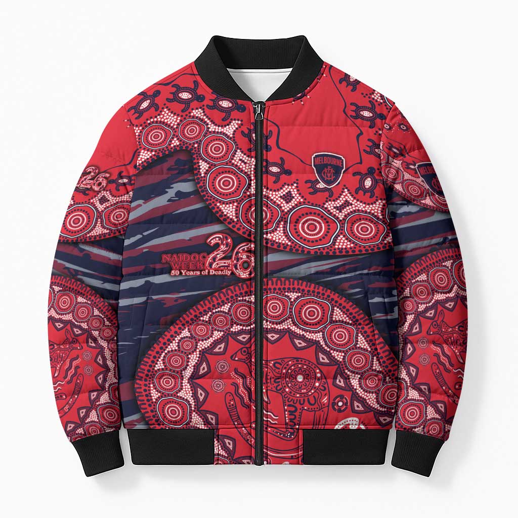 Melbourne Demons NAIDOC Week 2026 Bomber Puffer Jacket Australian Aboriginal Dot Art Dreamtime Pattern Style