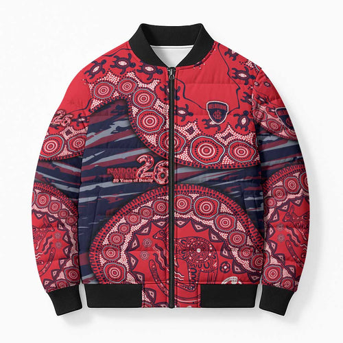 Melbourne Demons NAIDOC Week 2026 Bomber Puffer Jacket Australian Aboriginal Dot Art Dreamtime Pattern Style
