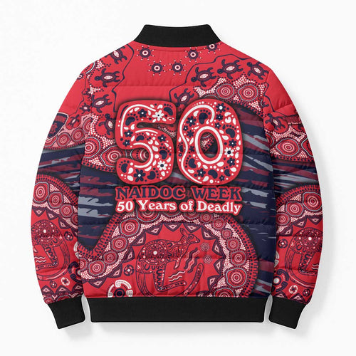 Melbourne Demons NAIDOC Week 2026 Bomber Puffer Jacket Australian Aboriginal Dot Art Dreamtime Pattern Style
