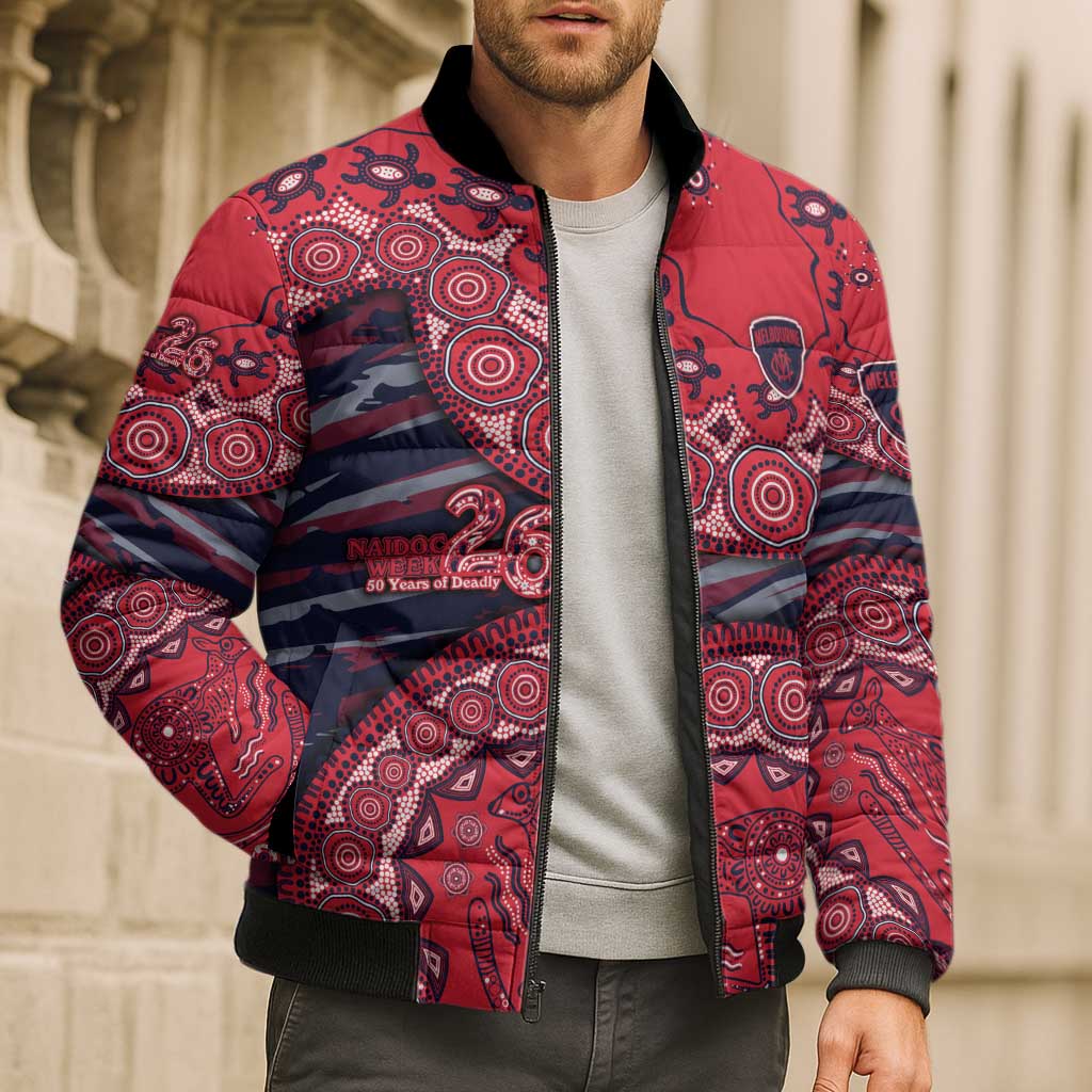 Melbourne Demons NAIDOC Week 2026 Bomber Puffer Jacket Australian Aboriginal Dot Art Dreamtime Pattern Style