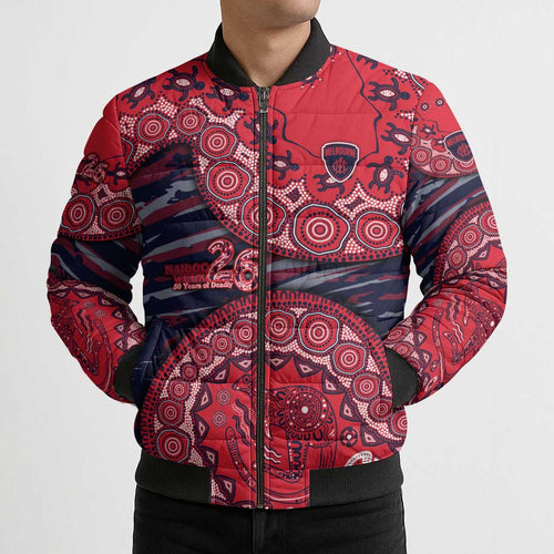 Melbourne Demons NAIDOC Week 2026 Bomber Puffer Jacket Australian Aboriginal Dot Art Dreamtime Pattern Style