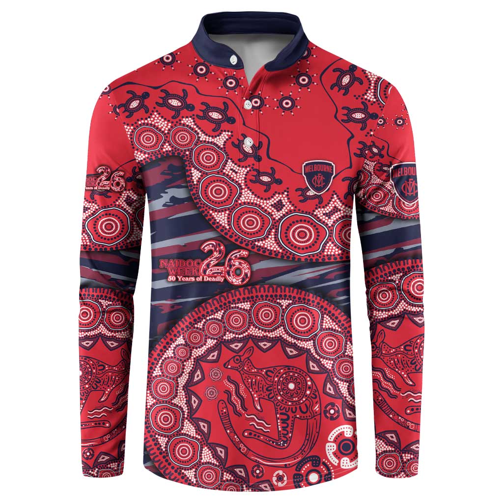Melbourne Demons NAIDOC Week 2026 Button Sweatshirt Australian Aboriginal Dot Art Dreamtime Pattern Style