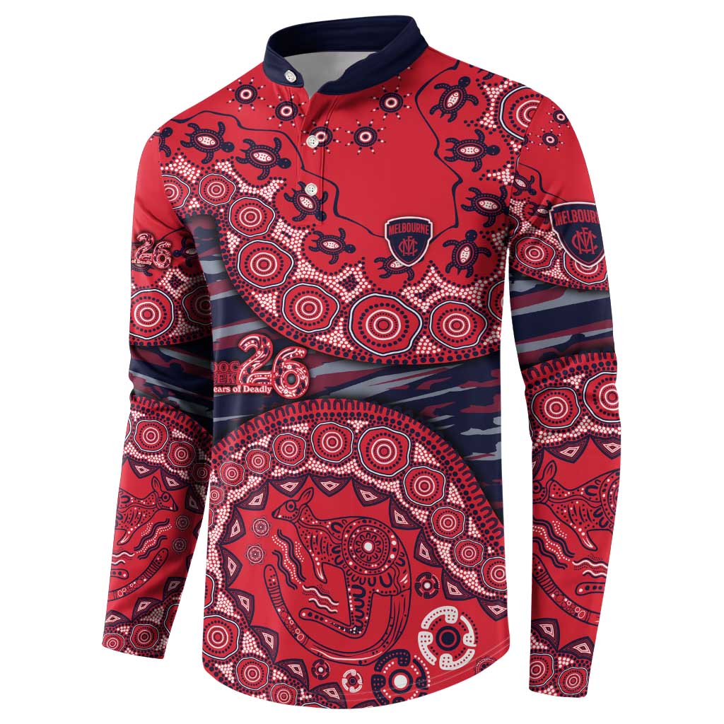 Melbourne Demons NAIDOC Week 2026 Button Sweatshirt Australian Aboriginal Dot Art Dreamtime Pattern Style