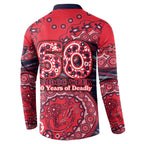Melbourne Demons NAIDOC Week 2026 Button Sweatshirt Australian Aboriginal Dot Art Dreamtime Pattern Style
