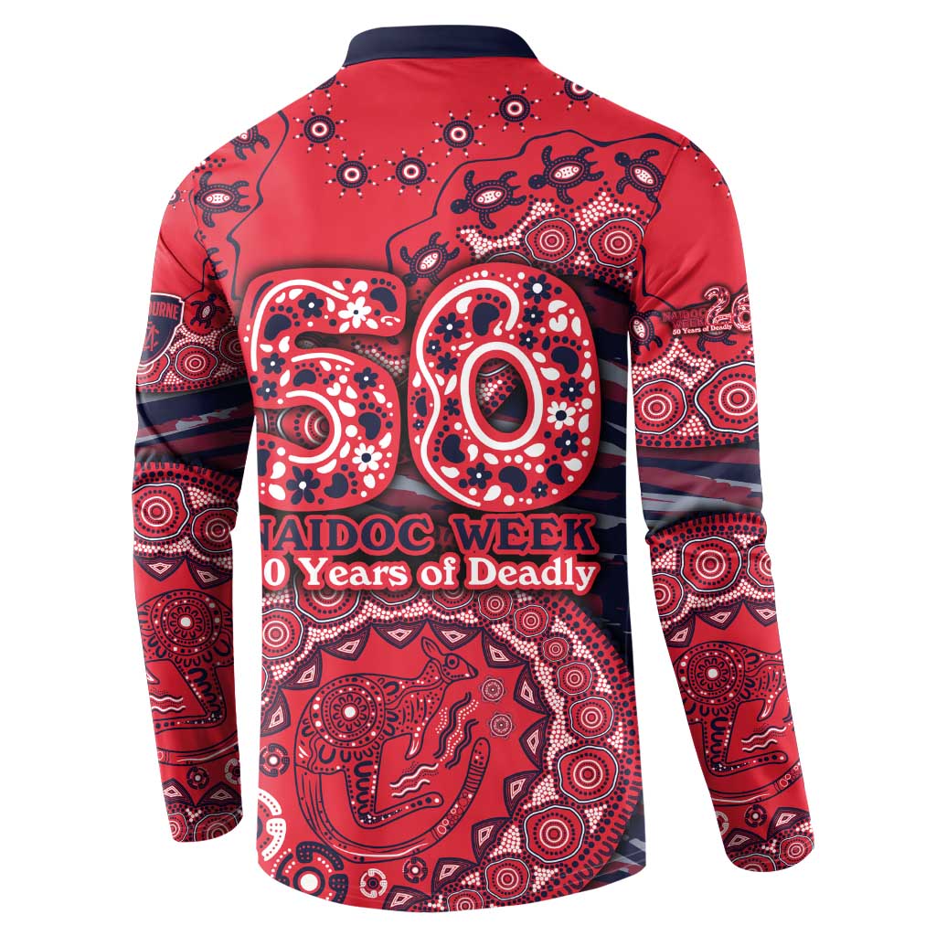 Melbourne Demons NAIDOC Week 2026 Button Sweatshirt Australian Aboriginal Dot Art Dreamtime Pattern Style