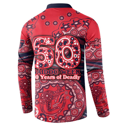 Melbourne Demons NAIDOC Week 2026 Button Sweatshirt Australian Aboriginal Dot Art Dreamtime Pattern Style