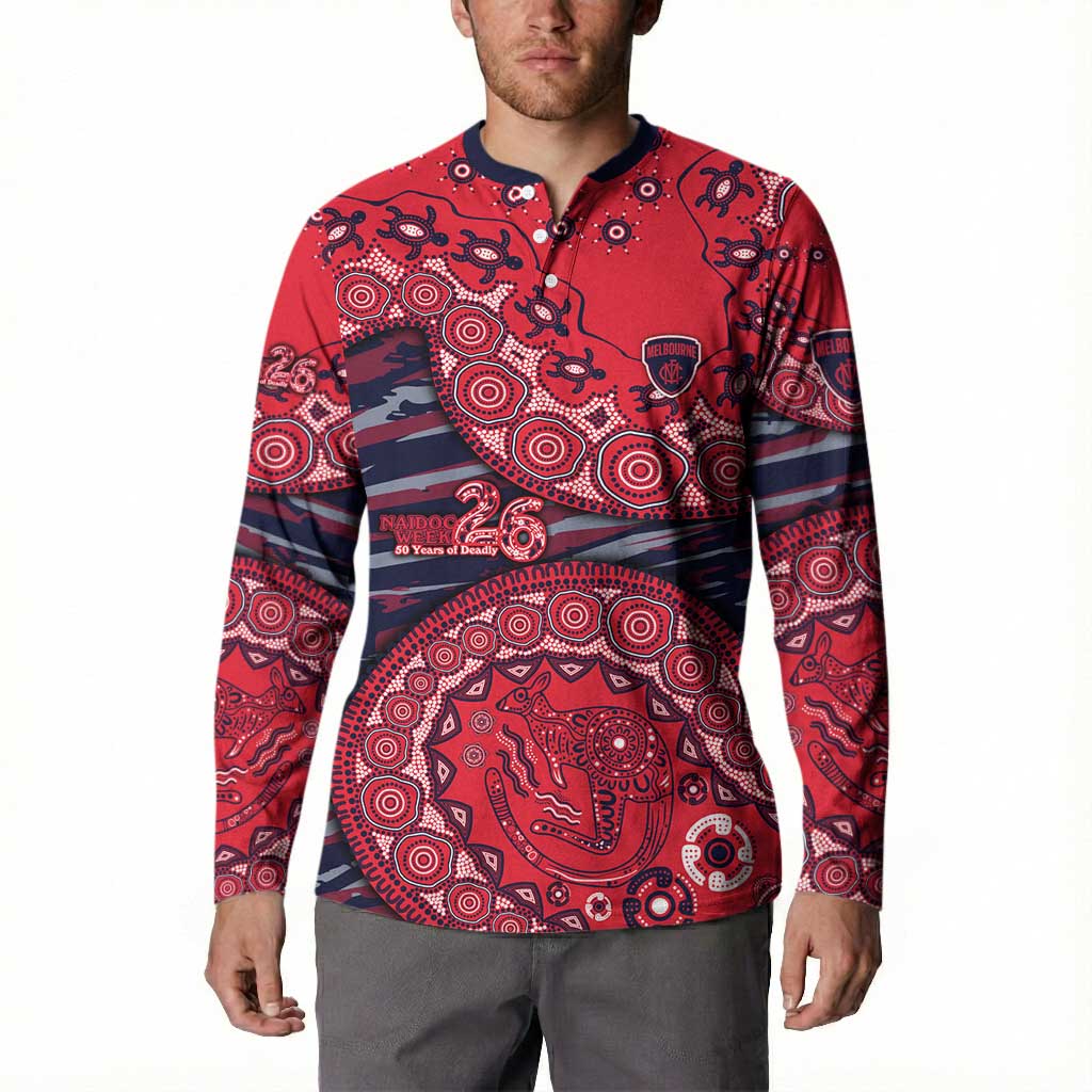 Melbourne Demons NAIDOC Week 2026 Button Sweatshirt Australian Aboriginal Dot Art Dreamtime Pattern Style