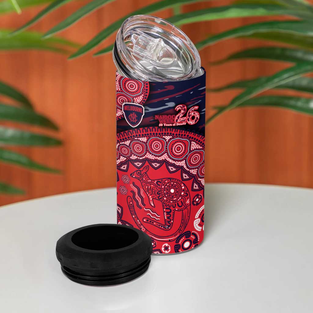 Melbourne Demons NAIDOC Week 2026 4 in 1 Can Cooler Tumbler Australian Aboriginal Dot Art Dreamtime Pattern Style