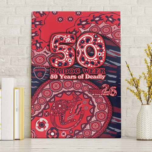 Melbourne Demons NAIDOC Week 2026 Canvas Wall Art Australian Aboriginal Dot Art Dreamtime Pattern Style
