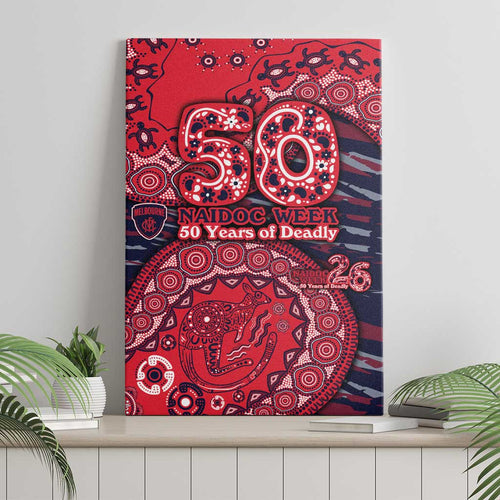 Melbourne Demons NAIDOC Week 2026 Canvas Wall Art Australian Aboriginal Dot Art Dreamtime Pattern Style