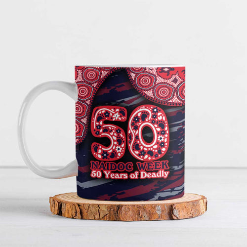 Melbourne Demons NAIDOC Week 2026 Ceramic Mug Australian Aboriginal Dot Art Dreamtime Pattern Style