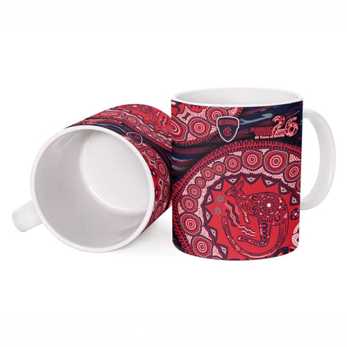 Melbourne Demons NAIDOC Week 2026 Ceramic Mug Australian Aboriginal Dot Art Dreamtime Pattern Style