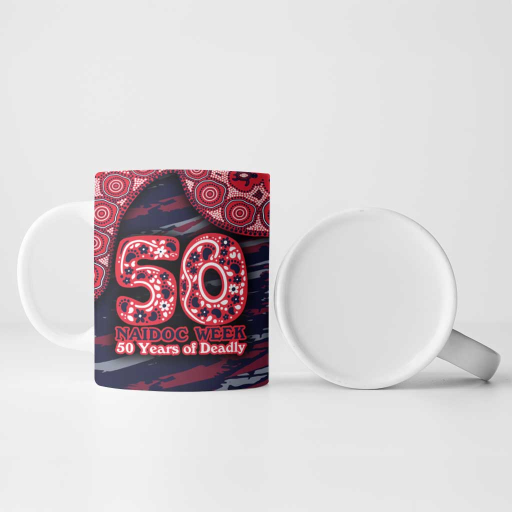 Melbourne Demons NAIDOC Week 2026 Ceramic Mug Australian Aboriginal Dot Art Dreamtime Pattern Style