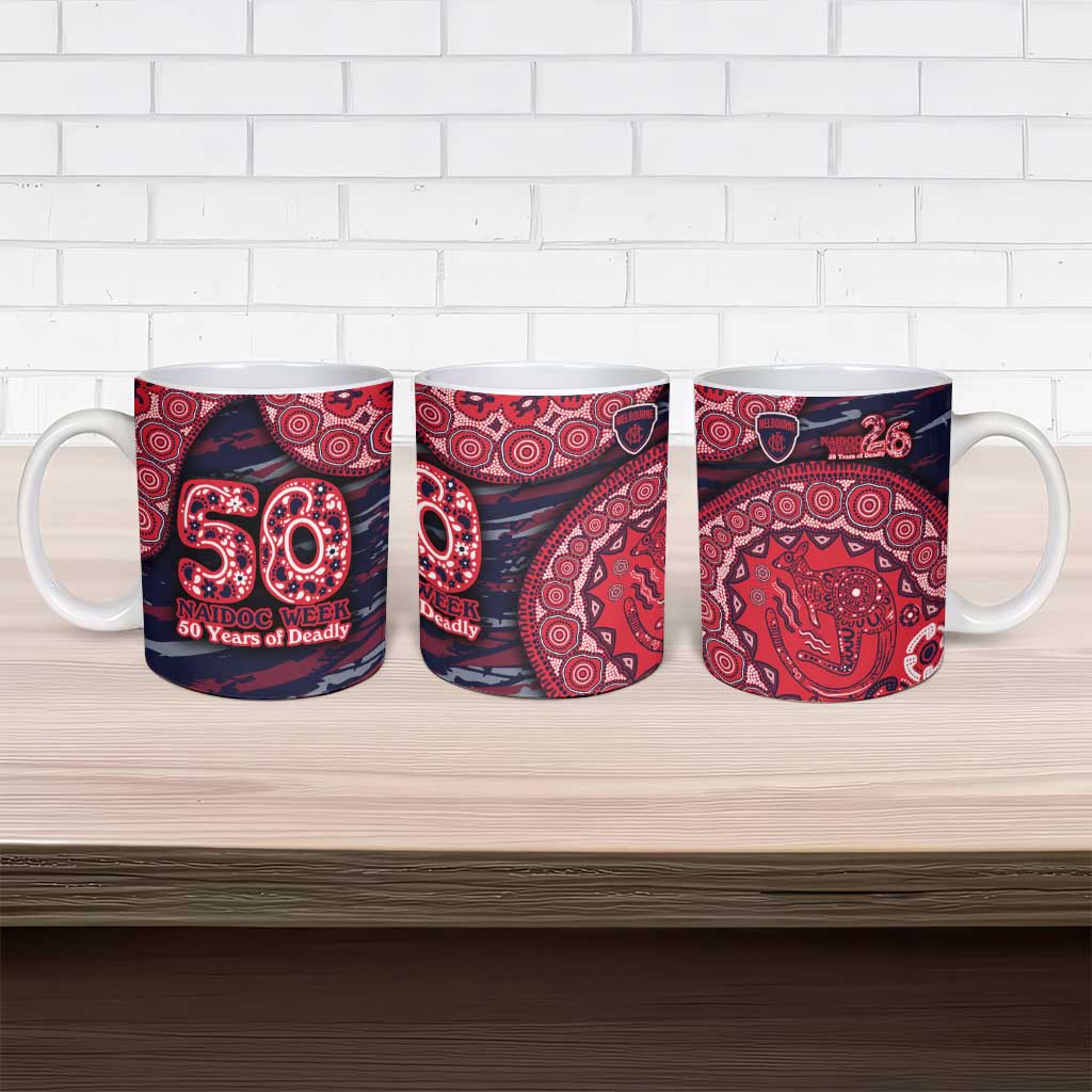 Melbourne Demons NAIDOC Week 2026 Ceramic Mug Australian Aboriginal Dot Art Dreamtime Pattern Style