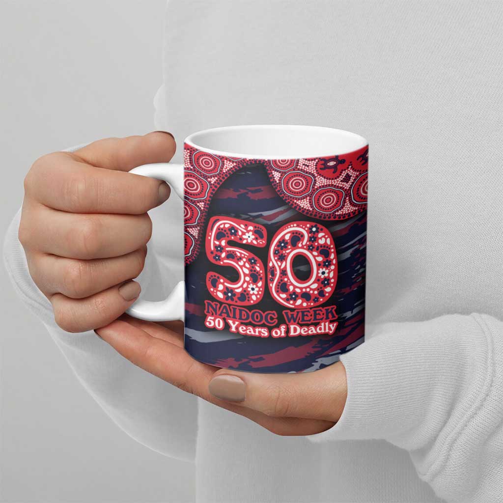 Melbourne Demons NAIDOC Week 2026 Ceramic Mug Australian Aboriginal Dot Art Dreamtime Pattern Style