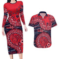 Melbourne Demons NAIDOC Week 2026 Couples Matching Long Sleeve Bodycon Dress and Hawaiian Shirt Australian Aboriginal Dot Art Dreamtime Pattern Style