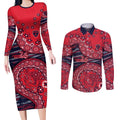 Melbourne Demons NAIDOC Week 2026 Couples Matching Long Sleeve Bodycon Dress and Long Sleeve Button Shirt Australian Aboriginal Dot Art Dreamtime Pattern Style
